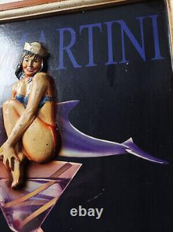 Panneau publicitaire Martini blue Dolphin pin up déco bar