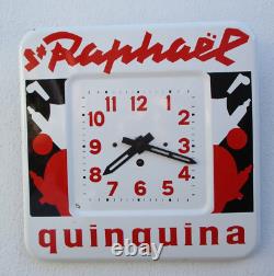 Pendule tole emaillee St Raphael Quinquina horloge publicitaire vintage