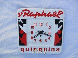 Pendule tole emaillee St Raphael Quinquina horloge publicitaire vintage