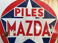 Piles Mazda / Plaque émaillée publicitaire double face / Station service Cipel