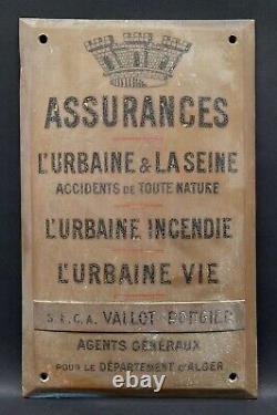 Plaque Assurances L Urbaine Et La Seine Incendie Saporita Sintes Alger M1198