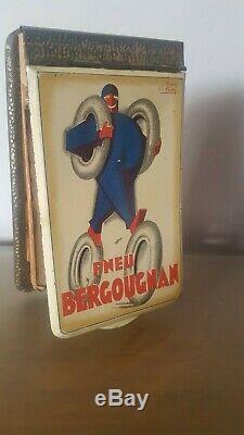 Plaque, Carnet Tole Litho Pneus Bergougnan Art Deco (garage, Bidon D'huile)
