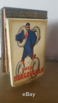 Plaque, Carnet Tole Litho Pneus Bergougnan Art Deco (garage, Bidon D'huile)