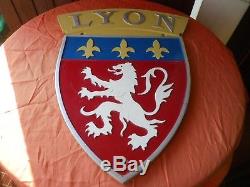 Plaque De Locomotive Sncf Ville De Lyon Lion Fleurs De Lys French Railways / Rar
