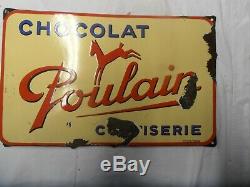 Plaque Emaille Ancienne Chocolat Poulain