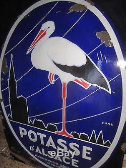 Plaque Emaillee 145 Cm! Potasse D'alsace 1930 Hansi Ed. Jean Cigogne