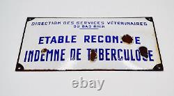 Plaque Emaillee Ancienne Bombee Etable Reconnue Indemne Tuberculose Curiosite