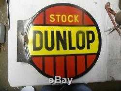 Plaque Emaillee Ancienne Dunlop Stock Double Face En Equerre