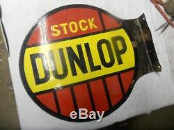 Plaque Emaillee Ancienne Dunlop Stock Double Face En Equerre