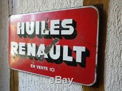 Plaque Emaillee Ancienne Et Originale Huiles Renault