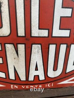 Plaque Emaillee Ancienne Huiles Renault Double Face