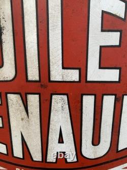 Plaque Emaillee Ancienne Huiles Renault Double Face