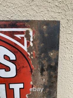 Plaque Emaillee Ancienne Huiles Renault Double Face