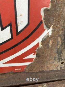 Plaque Emaillee Ancienne Huiles Renault Double Face