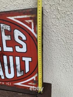 Plaque Emaillee Ancienne Huiles Renault Double Face