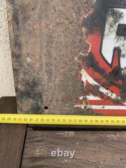 Plaque Emaillee Ancienne Huiles Renault Double Face