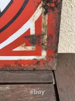 Plaque Emaillee Ancienne Huiles Renault Double Face