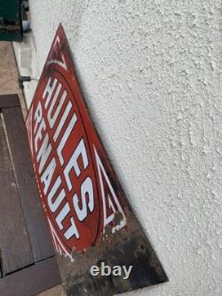 Plaque Emaillee Ancienne Huiles Renault Double Face