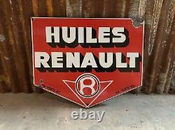 Plaque Émaillée Ancienne Huiles Renault Enamel Sign Emailschild