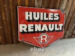 Plaque Émaillée Ancienne Huiles Renault Enamel Sign Emailschild