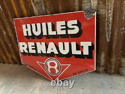 Plaque Émaillée Ancienne Huiles Renault Enamel Sign Emailschild