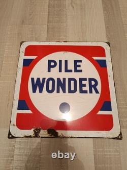 Plaque Émaillée Ancienne Pile Wonder