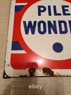 Plaque Émaillée Ancienne Pile Wonder
