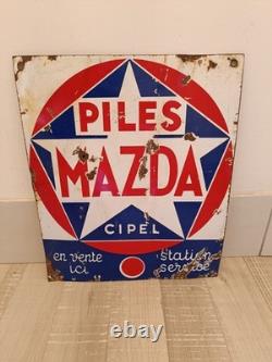 Plaque Émaillée Ancienne Piles Mazda Cipel
