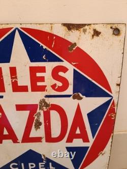Plaque Émaillée Ancienne Piles Mazda Cipel