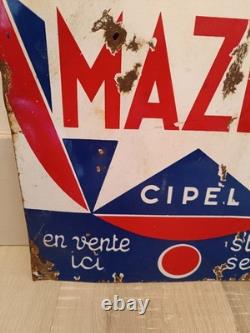 Plaque Émaillée Ancienne Piles Mazda Cipel