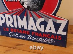Plaque Émaillée Ancienne Primagaz Enseigne Double Face