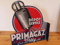 Plaque Émaillée Ancienne Primagaz Enseigne Double Face