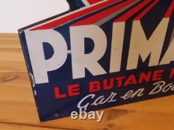 Plaque Émaillée Ancienne Primagaz Enseigne Double Face