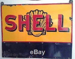 Plaque Emaillee Ancienne Shell