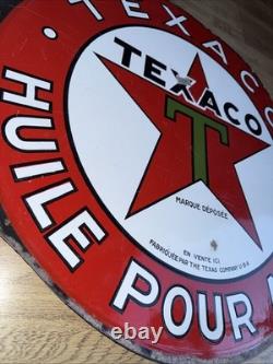 Plaque Émaillée Ancienne Texaco Équerre Automobilia Sign Porcelaine