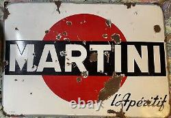 Plaque Émaillée Ancienne Tôle Début XXème Publicitaire Martini 68 X 48 Cm