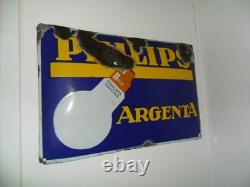 Plaque Emaillee Ancienne Tres Bombee Rare Philips Argenta