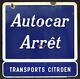 Plaque Émaillée Autocar Arrêt Transports Citroën Années 1950