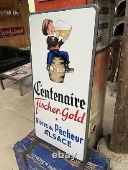 Plaque Émaillée Bière Du Pêcheur Ancienne Enamel Sign Emailschild