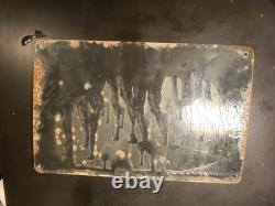 Plaque Émaillée D'utilité Télégraphe-Téléphone 26x41cm- Belle Patine-Bombée