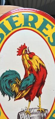 Plaque Emaillee Double Face Coq Hardi