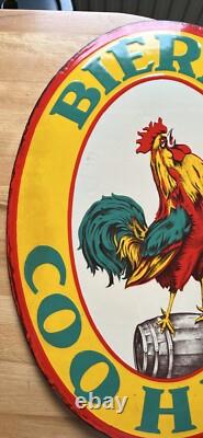 Plaque Emaillee Double Face Coq Hardi