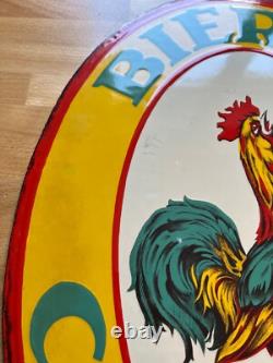 Plaque Emaillee Double Face Coq Hardi
