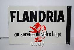 Plaque Emaillee Double Face Flandria Service De Votre Linge Email. Alsa. 52x33