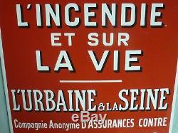 Plaque Émaillée Eas 1938 L'urbaine Compagnie Assurances Tbe Enamel Plate