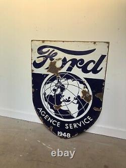 Plaque Emaillee Ford Ancienne 1940s Enamel Sign Emailschild Porcelain Chevrolet