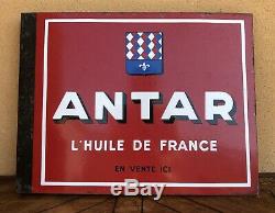 Plaque Emaillee Huile Antar Double Face