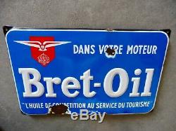 Plaque Émaillée Huile Bret-oil Competition Automobile Eas Bidon Can Oil