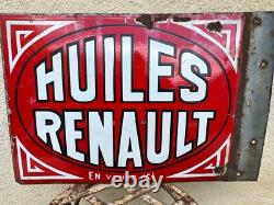 Plaque Émaillée Huile Renault Automobile 60 X 40