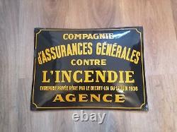 Plaque Émaillée Incendie Bombée 40 X 30